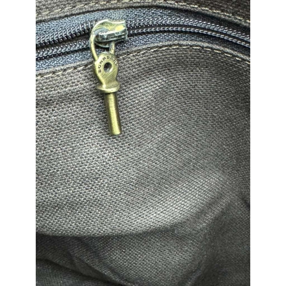 Vintage Burberry London Women' s Canvas Leather Trim Top Handle Bag‎ Navy Blue - Picture 14 of 16
